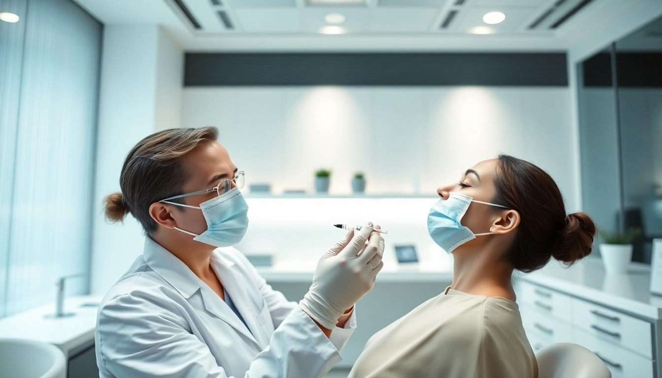Experienced doctor performing Botox Faltenbehandlung in a clean, welcoming clinic environment in Zurich.