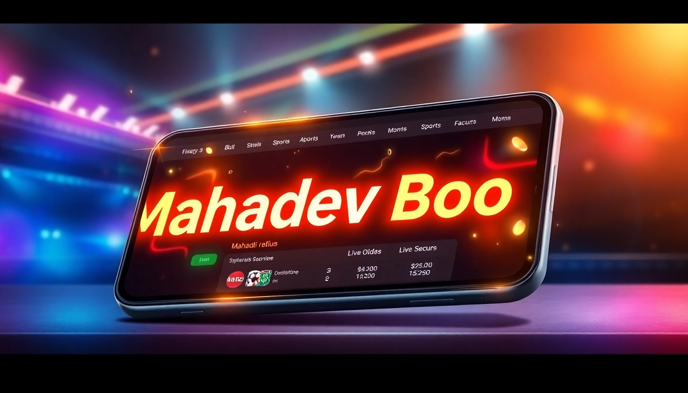 Mahadev Book Id login screen on mobile device showcasing secure online betting features with sports icons, appealing to Indian users for seamless access.