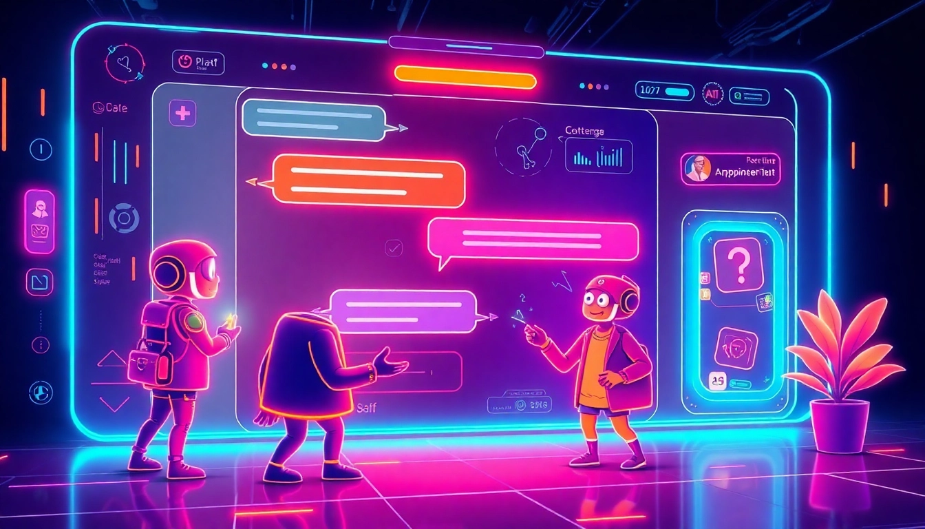 Engaging Spicy AI Chat interface showcasing realistic AI characters in a colorful, dynamic setting for immersive conversations.