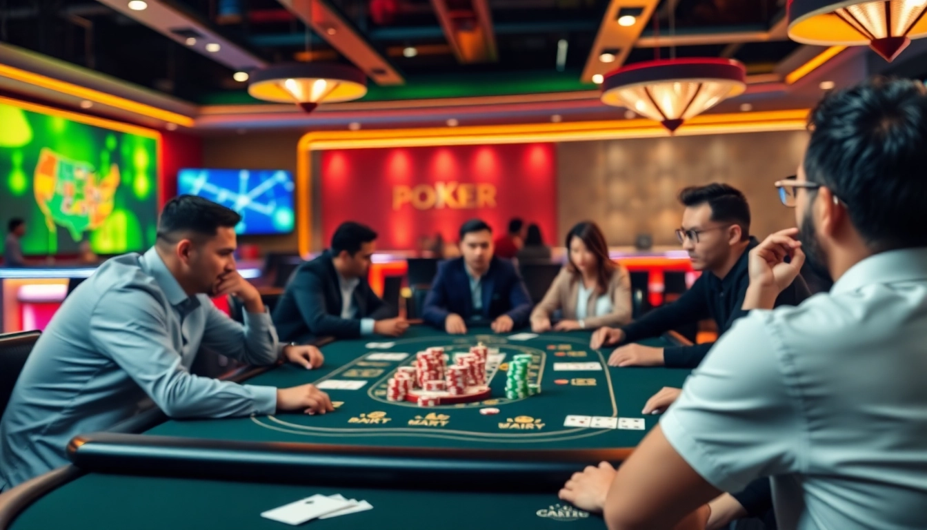 Clubgg poker online community with players engaging at a digital poker table, highlighting game variety and social interaction for users.