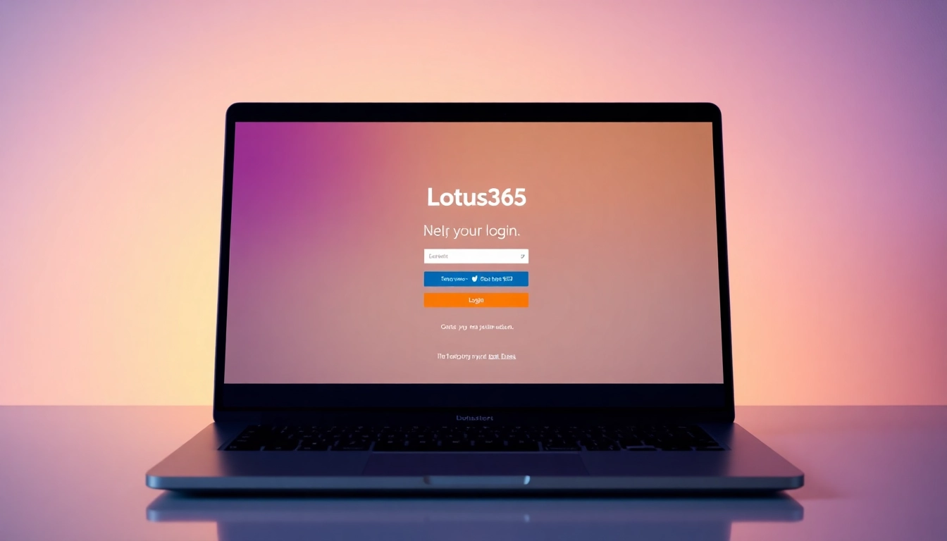 Secure Lotus365 Login page shown on a computer screen with vibrant branding and user-friendly interface for seamless access