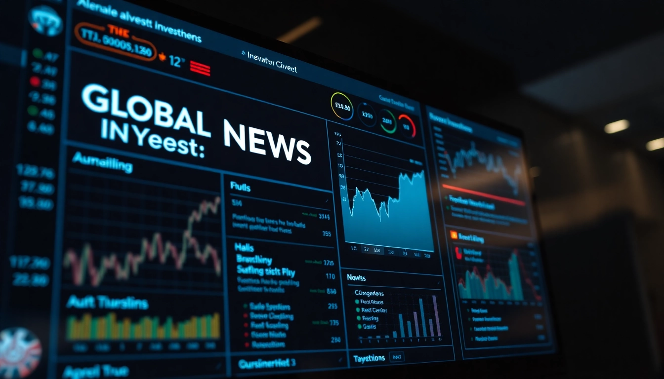 Global Alternative Investment News updates on a modern financial dashboard with data charts and