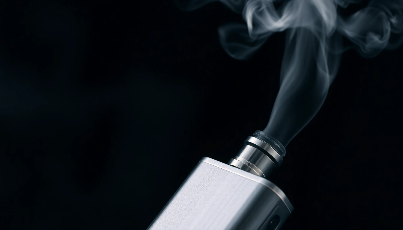 High-quality e-cigarette device emitting vapor, showcasing modern design and vapor clouds for