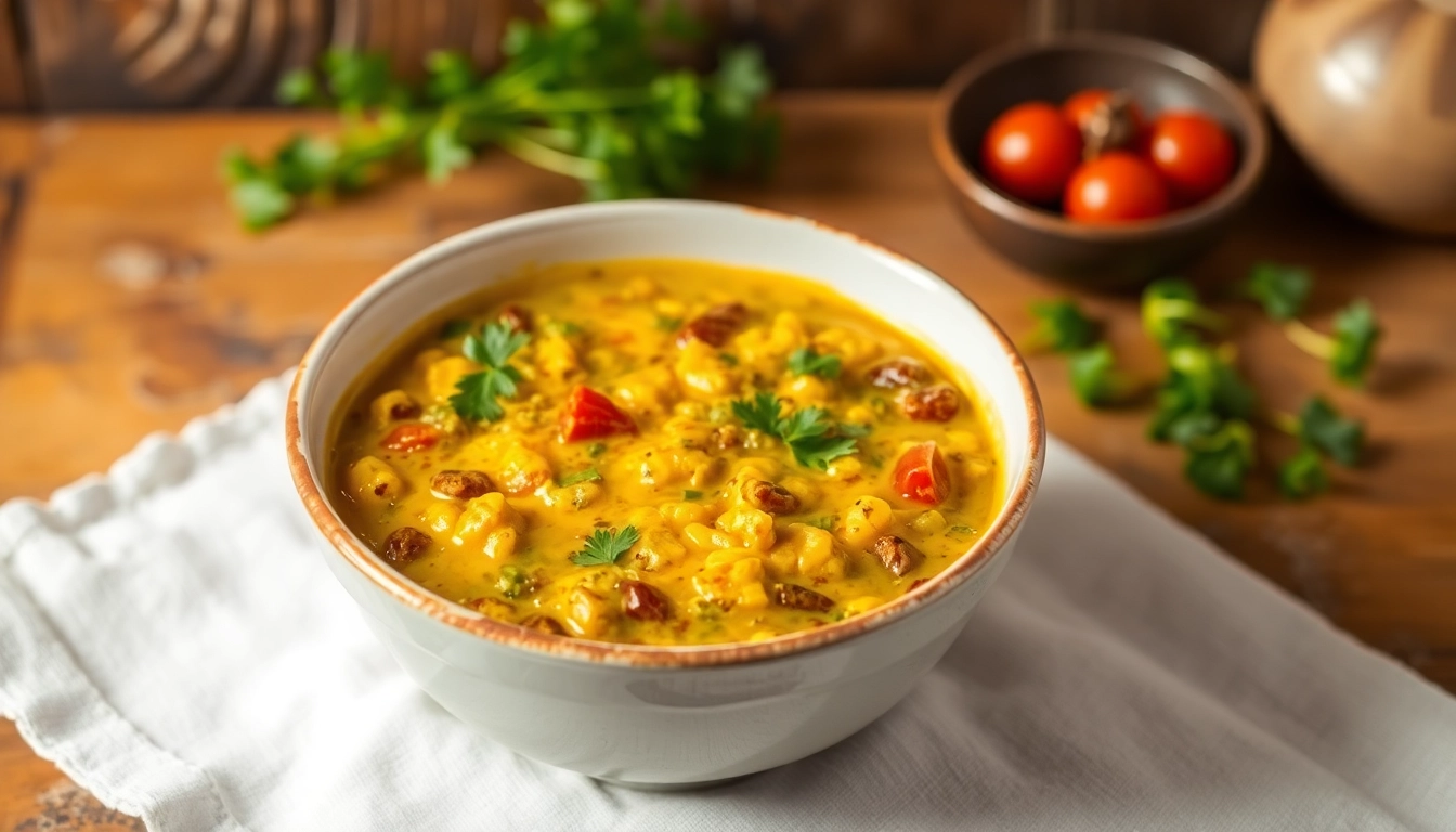 Ready to Eat Dal Khichdi served in a bowl with herbs, showcasing quick and delicious meal